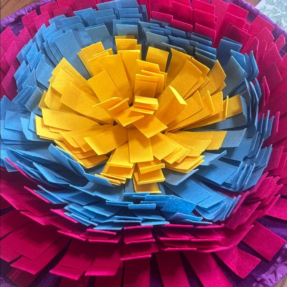 NWOT Colorful Felt Flower Pet Mat for hiding treats.
